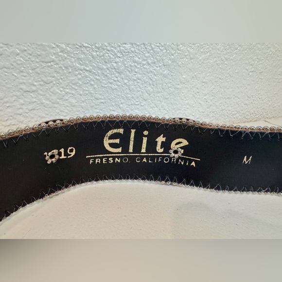 Vintage 90s Elite Fresno Western Patchwork Belt Silver Studded Concho Cowgirl M - Picture 4 of 5